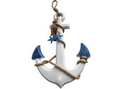 ancre "maritime", avec corde, bleu/blanc, bois,...