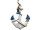 anchor “maritime”, with rope, blue/white, wood, big, 42 x 6 x 65cm