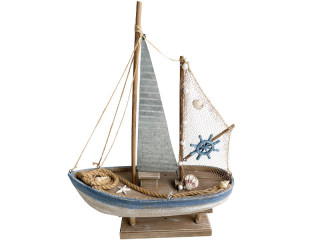 Segelschiff "Fischkutter", braun/blau, 42 x 14,5 x H 58cm