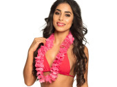 collier hawaïen uni, rose