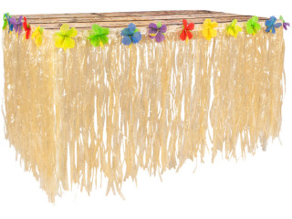 table skirt "Hawaii" with flowers, natural, h 75cm, l 300cm