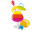 display “Hawaii”, set of 4, cocktail glass, guitar, palm tree, parrot, cardboard, colorful