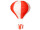 montgolfière Ø 58cm x h 80cm rouge-blanc