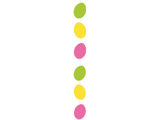 Ostereierkette Karton gepunktet, gelb/pink/grün, L 130cm