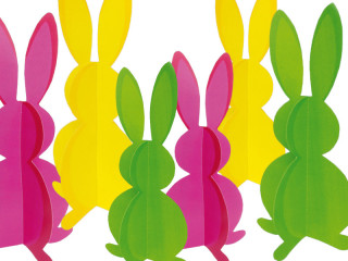 lapin en carton, pliable, diff. couleurs et tailles
