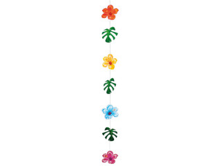 flower-leaf chain "Hawaii" Hibiscus, 7-pcs., l 120cm, Ø 13cm, cardboard, printed on both sides