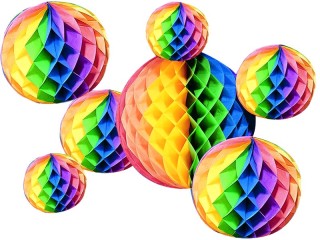 Wabenball bunt Papier, schwer entflammbar, versch. Grössen