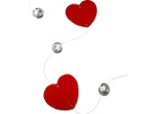 garland "acrylic hearts/fiamonds", red, l 170cm