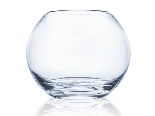 vase en verre "boule" clair, h 10cm, Ø 12cm, cold-cut