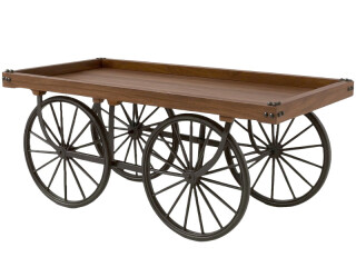 chariot de présentation en bois, brun, L 150cm, l 80cm, h 80cm