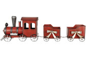 Weihnachts-Zug mit 2 Wagons XL, rot, Metall, L 94 x T 18...