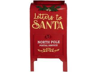 Briefkasten gross "Santa North Pole", rot, Metall, 33 x 26 x H 67cm