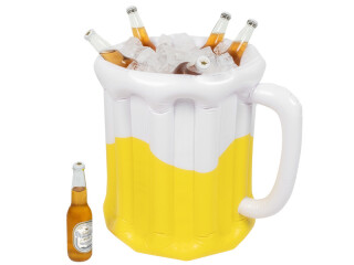 inflatable beer mug cooler, white/yellow, PVC, h 46 x 42cm