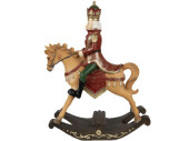 Schaukelpferd mit Reiter, braun/bunt, Polyresin, 22 x 9 x H 29cm