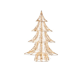 sapin LED avec film brillant doré, métal/plastique, h 80cm, p 54cm, 600 DELs