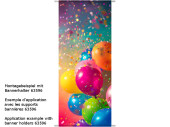 bannière textile "ballons/confettis",...