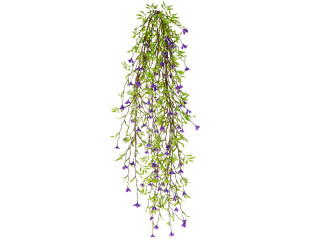 hanging plant with flowers, green/purple, h 82cm, B1 flame retardant