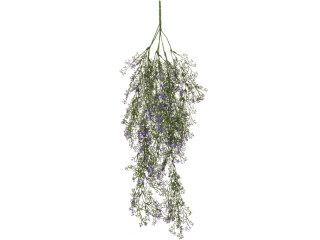 plante à suspendre avec fleurs, vert/violet, h 65cm, B1 ignifuge, résistant aux UV