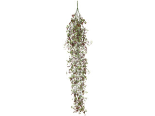 hanging plant with flowers, green/red, h 100cm, B1 flame-retardant, UV-resistant