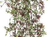 hanging plant with flowers, green/red, h 100cm, B1 flame-retardant, UV-resistant