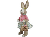 lapine avec panier, rose/naturel, 19 x 20 x h 54cm