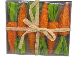 carrots small, 6 pieces, orange/green, l 17,5 x Ø 3,5cm, styrofoam/paper