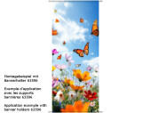 textile banner “flowers with butterflies,”...