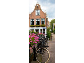 Textilbanner "Velos vor Haus", natur/schwarz,...