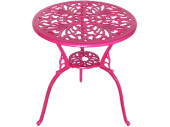 bistro set, pink, aluminum, 3 pieces, 2 chairs, 1 table