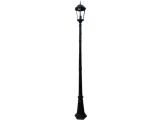 street lantern black, h 220cm, aluminum, with E27 socket and LED bulb