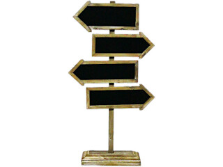4-way signpost, writable, natural/black, wood, w 52 x h 96 x d 13cm