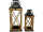lot de 2 lanternes en bois, marron/noir