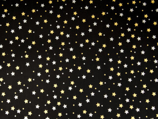 papier cadeau "étoiles mini", noir/or/argenté, l 70cm x L 25m