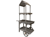 market cart tall, 3 tiers, wood, gray-washed, 90 x 50 x h...