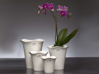 Vase Porzellan ROSE weiss H 11,5cm, Ø oben 11,5cm, unten 6cm