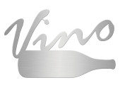 bouteille de vin 2D "Vino" texte surposé