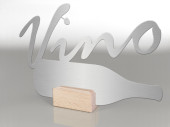 Weinflasche 2D "Vino" Text aufgesetzt