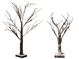 arbre brun enneigé avec DELs à piles diff. tailles
