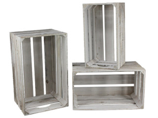 boîtes en bois "big" 3-pièces white-washed