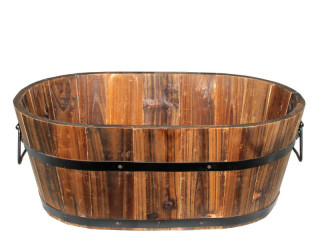 Kübel / Bottich aus Holz oval 44 x 25 x H 18cm