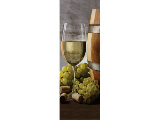 textile banner wine glass with wine barrel 75 x 180cm