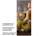 textile banner wine glass with wine barrel 75 x 180cm