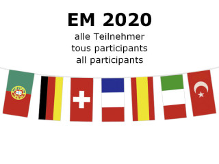 Fahnenkette "24 Nationen EM 2020" Papier