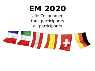 chaîne de drapeaux petite "24 nations championnat dEurope 2020" tissu