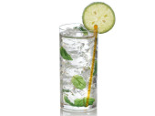 mojito glass with a slice of lime