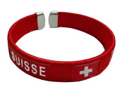 bracelet polyester "Suisse" rouge-blanc