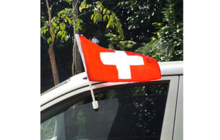 Fanion Drapeau Genève Suisse 15x10 Cm - Polyester Double Face, Décoration Voiture Ou Intérieur