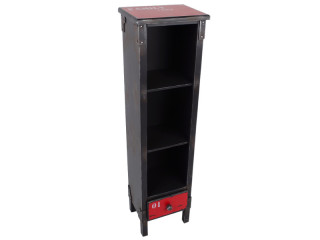 rack 3 shelves "Loftstyle" 1 drawer red-black