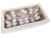 papillons 6 pcs. avec aimant/attache blanc 5 x 4cm
