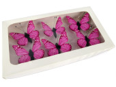 papillons 6 pcs. avec aimant/attache rose 5 x 4cm